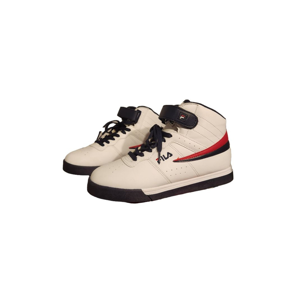 Fila Vulc 13 High Top Sneakers Size 7 Kids Youth White Navy Red 4th Of July